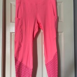Zyia Sunset Block Chill Light N Tight 7/8 Leggings size 12 Coral Bright Pink